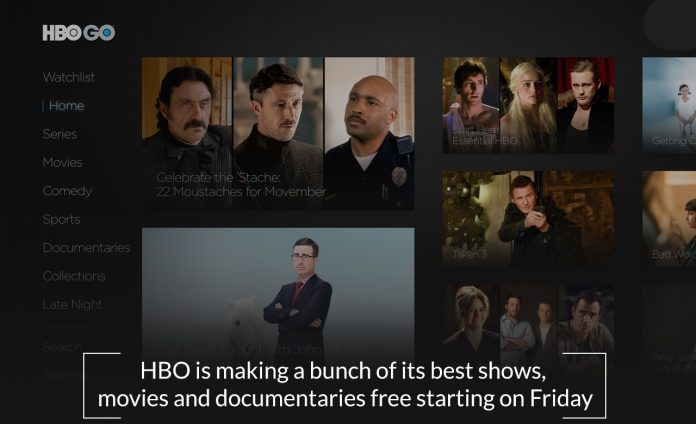 HBO is going to offer free best shows, documentaries, and movies starting on Friday