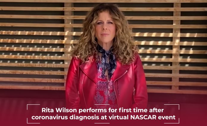 Rita Wilson's first performance after coronavirus diagnosis at virtual NASCAR event